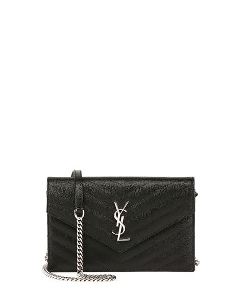 ysl monogram ysl wallet on a chain black